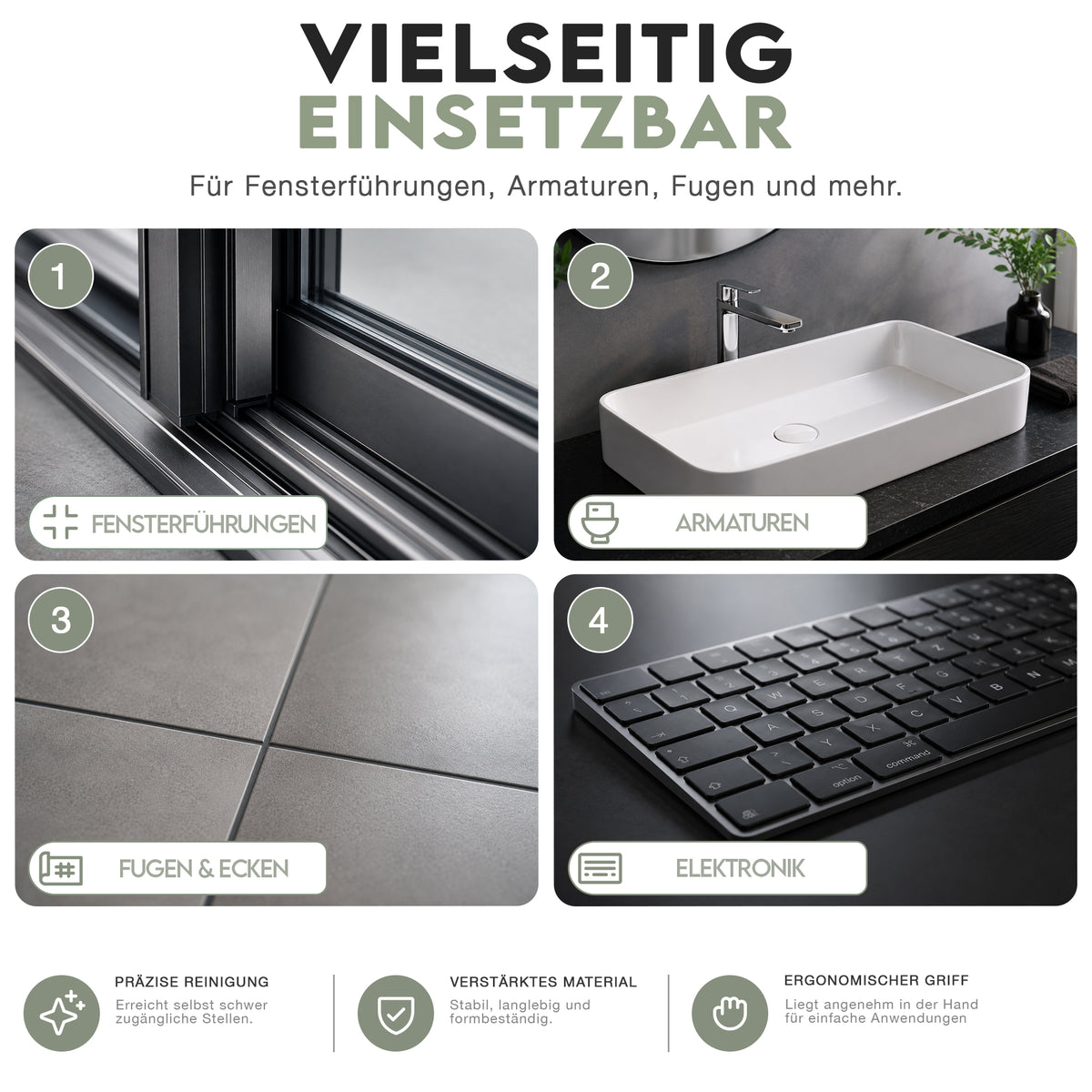 LIVALIS Fugenbürste mit Hartborsten, 3er Set
