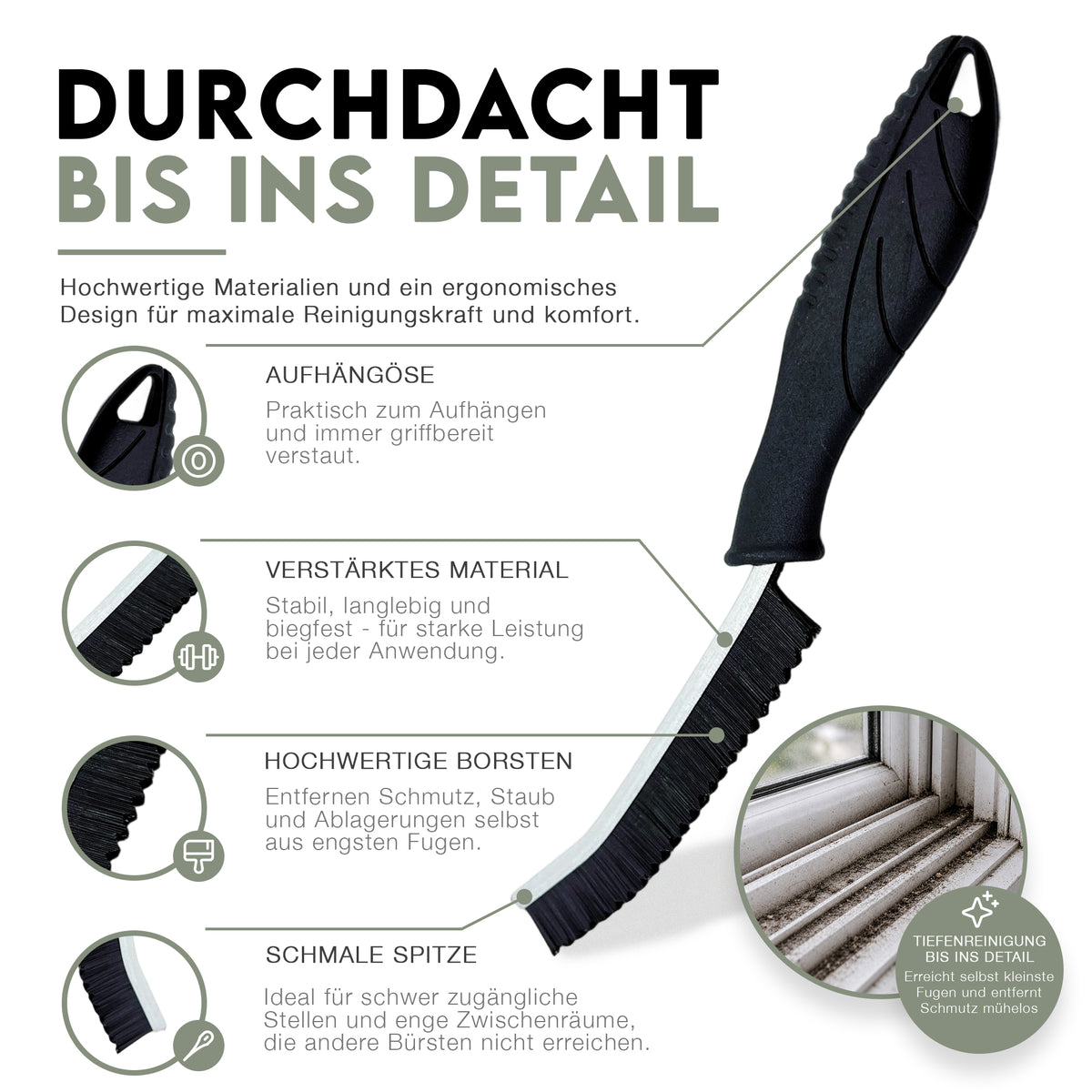 LIVALIS Fugenbürste mit Hartborsten, 3er Set